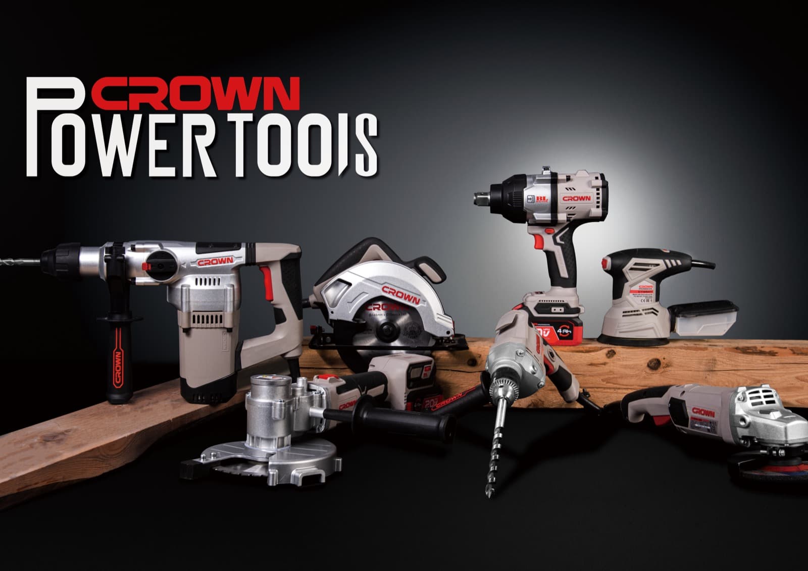Crown Professional Power Tools — drill, saw, grinder, impact driver, router, sander