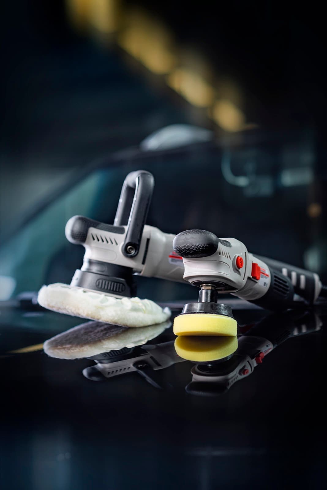 Crown polisher in use — automotive detailing